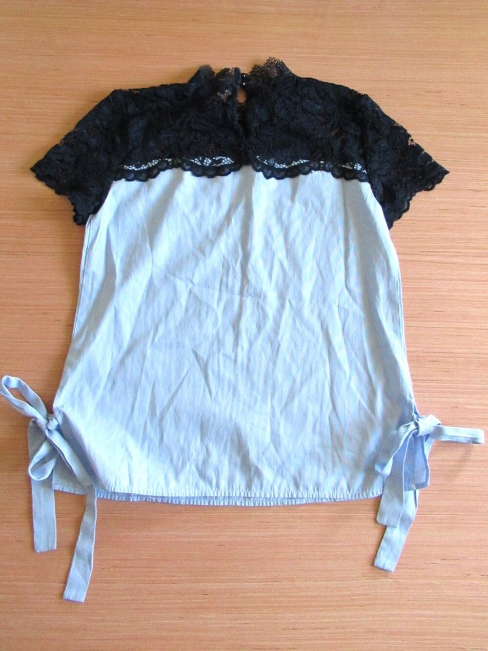 Marled Reunited Clothing Navy Lace & Blue Stripe Blouse XS